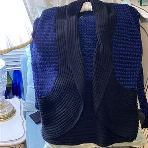 GNW Blue and Black Textured Knit Cardigan